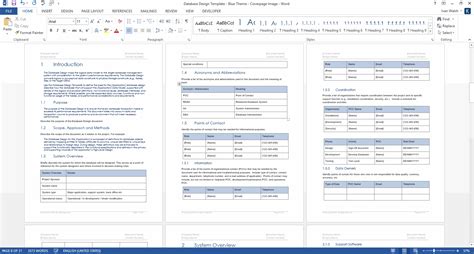 Database Design Document (MS Word Template + MS Excel Data Model)