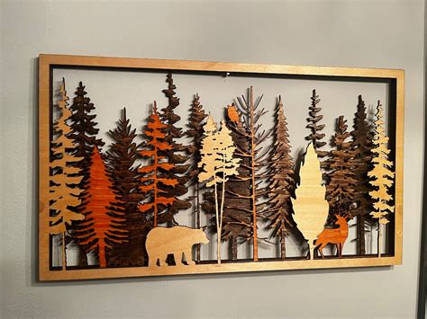 Layered Forest Design for Laser Cutting 2 Separate Designs 4 Panels ...