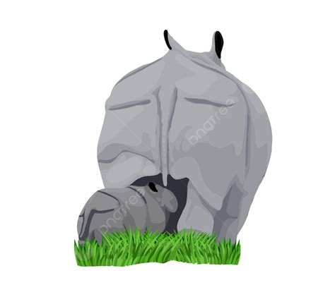 Baby Rhino Hiding, Baby Rhino, Mother Rhino, Rhinoceros PNG Transparent Clipart Image and PSD ...