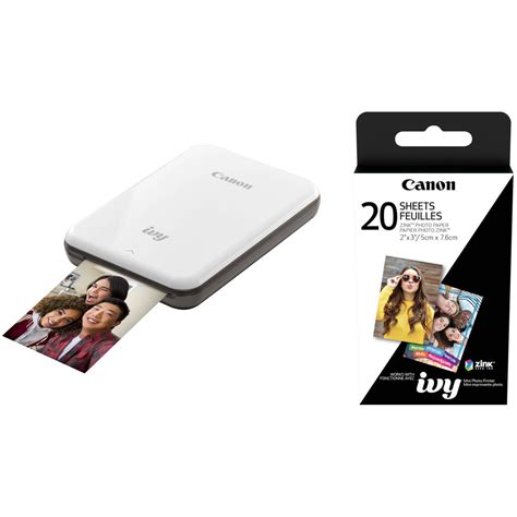 Canon IVY Mini Smartphone Printer (Slate Gray) with 2 x 3" ZINK