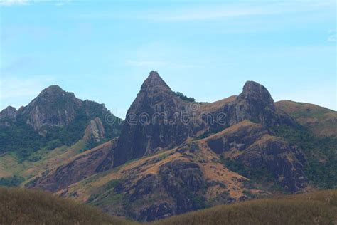 Mountains in an Island of Fiji Stock Image - Image of bougainvillea ...