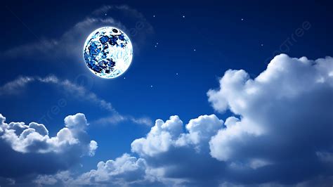 Moon Sky Galaxy Big Night Background, Bright, Blue, Sea Of Clouds ...