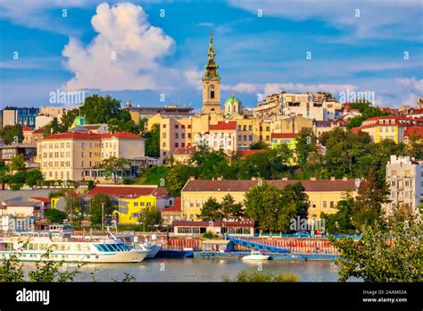 Belgrade, the capital of Serbia. View of the old historic city center ...