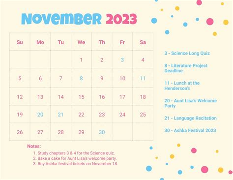 November 2023 Calendar Design - Get Latest Map Update