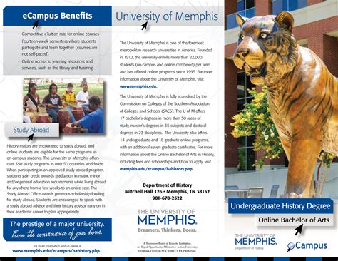 Online ba brochure - The University of Memphis is one of the foremost metropolitan research ...