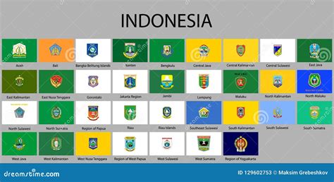 All Flags of Regions of Indonesia Stock Illustration - Illustration of design, nation: 129602753