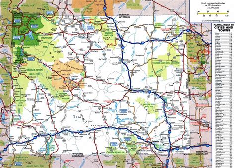 Large detailed roads and highways map of Wyoming state with all cities ...