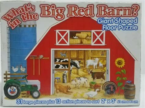 WHAT'S IN THE Big Red Barn? Giant Shaped Floor Puzzle Large And Action Pieces $12.00 - PicClick
