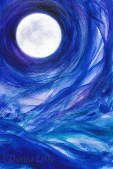 Blue moon art: cobalt indigo purple & white metal print of | Etsy ...