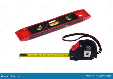 Tape measure and level stock image. Image of distance - 22042869