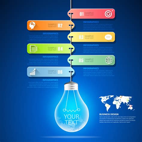 Design lightbulb infographic 6 options, Business concept infographic template can be used for ...