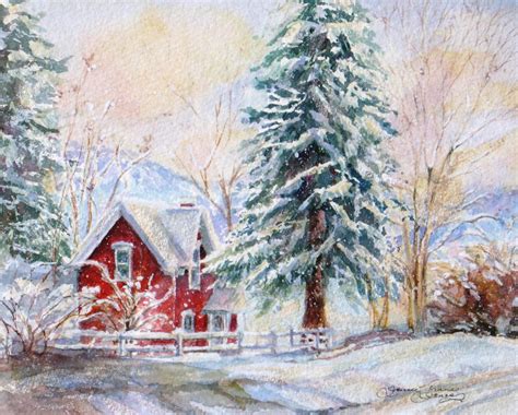 winter snow signed giclee print watercolor snow painting