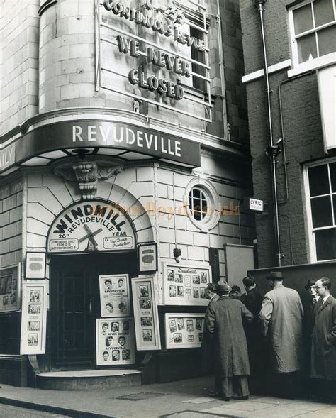 Queuing for Revuedeville. The Windmill Theatre, London. 1957. | London history, London theatre ...