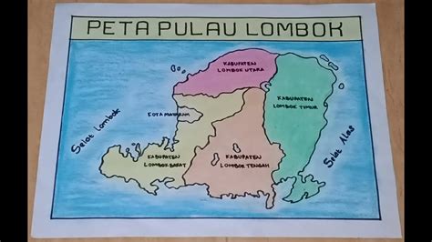 Cara menggambar sketsa peta pulau Lombok|| gambar peta pulau Lombok ...