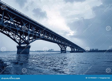 Nanjing Yangtze River Bridge Stock Image - Image of building, sunset: 121955651