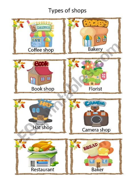 Types of shop - ESL worksheet by shrek48