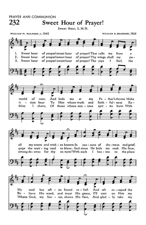 The Hymnal of The Evangelical United Brethren Church 232. Sweet hour of ...