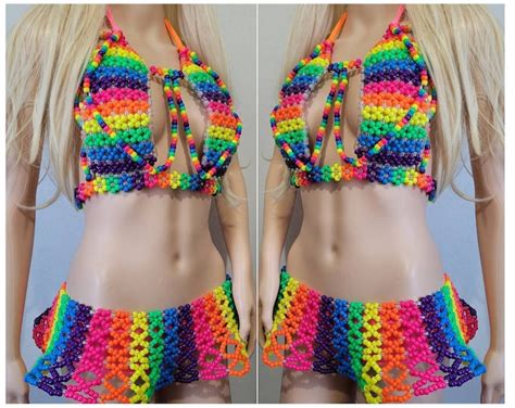 Rainbow Kandi Outfitrave Outfitkandi Bra Kandi | Etsy