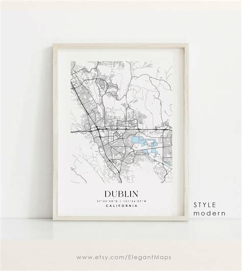 Dublin California Map Dublin CA Map Dublin City Print - Etsy