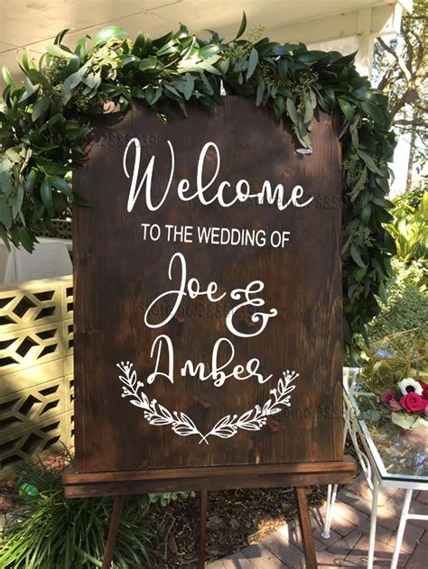 Flowers Wedding Sign Decal Custom Wedding Signs Welcome Wedding Signage Chalkboard Rustic Glass ...