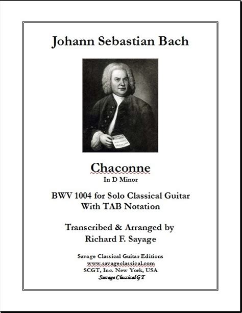 Bach Chaconne in D Minor BWV 1004 with TAB Notation | Savage Classical ...