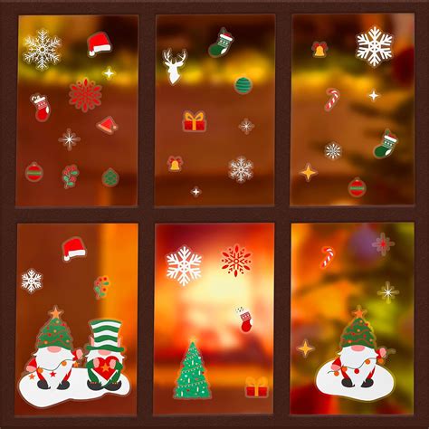 Belle Vous 234 Pack Christmas Window Stickers - 12 Sheets of Sticker ...