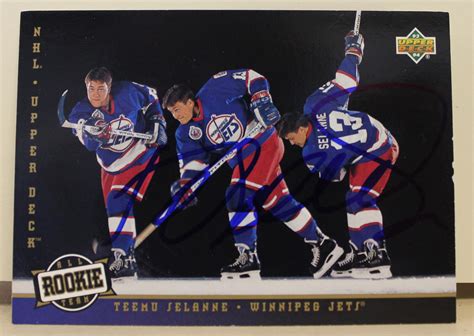 Teemu Selanne Winnipeg Jets Autographed 1993-94 Upper Deck All Rookie ...