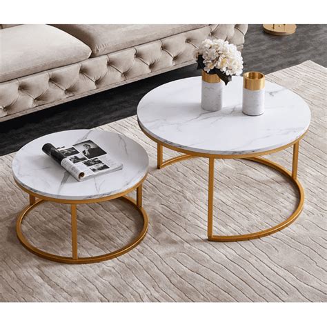 Top-32” Modern Nesting Coffee Table Simple Modern Living Room -2 Round ...