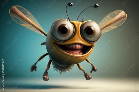 a cartoon character with big eyes and a smile on his face, flying through the air with his wings ...