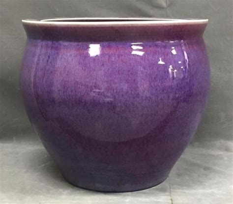 Sold at Auction: Rare large Chinese Flambe' glazed purple glaze garden pot