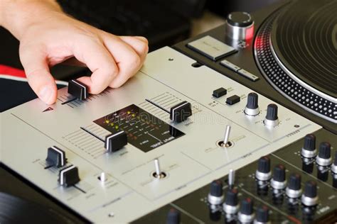 Hand Of A Dj Adjusting The Crossfader Stock Image - Image of mixer ...