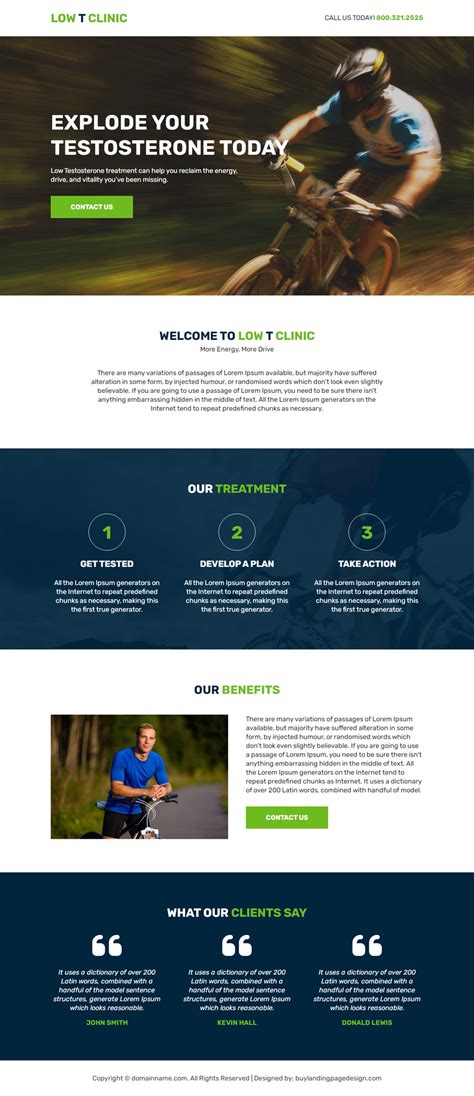 low testosterone treatment lead capture landing page