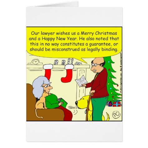 x08 Christmas card from our lawyer - cartoon | Zazzle