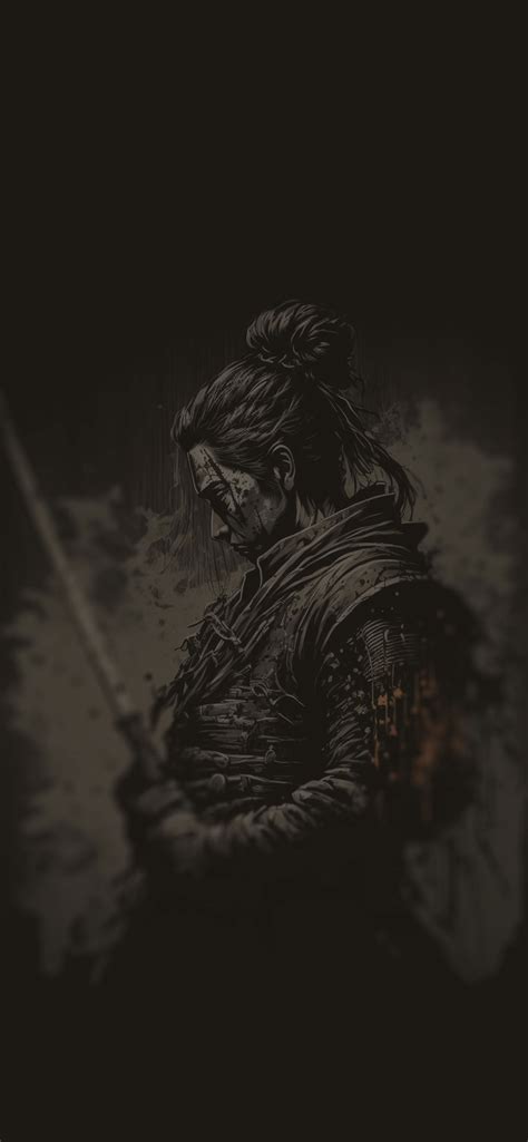 Samurai Black Art Wallpaper - Samurai Aesthetic Wallpaper iPhone