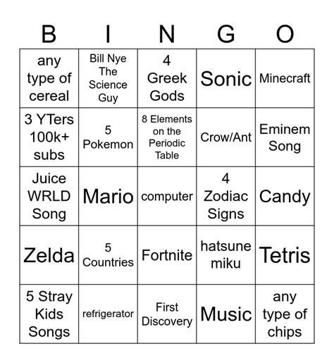 Infinite Craft Bingo Card