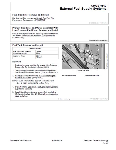 John Deere 544 P-Tier, Gen-A 4WD Loader Repair Technical Manual (S.N L ...