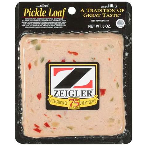 Diet info for Zeigler Sliced Pickle Loaf, 6 Oz. - Spoonful