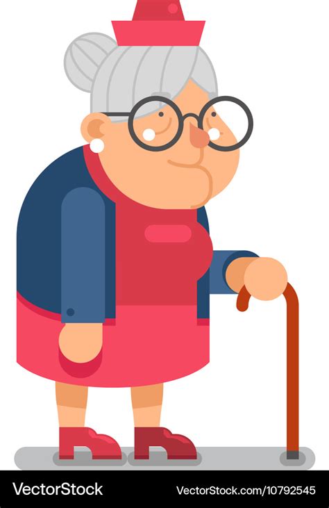 Granny Old Lady Character Cartoon Flat Design Vector Image | Hot Sex Picture