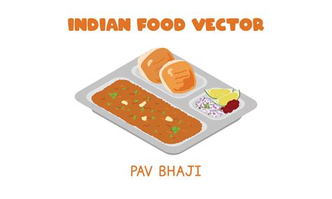 Indian Pav Bhaji - Mumbai Street Style Pav Bhaji fast food flat vector ...