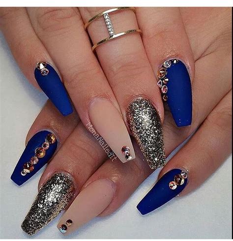 Image result for orange and blue nail designs | Blue acrylic nails, Blue nails, Blue coffin nails