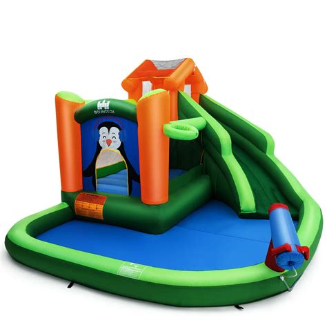 Victoat Inflatable Bounce House Water Slide w/Climbing Wall Splash Pool Cannon Inflatable Water ...