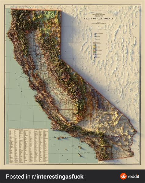 Terrain map of California : r/MapPorn