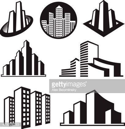 Skyscrapers on Black & White Icon Set | Construction logo design ...