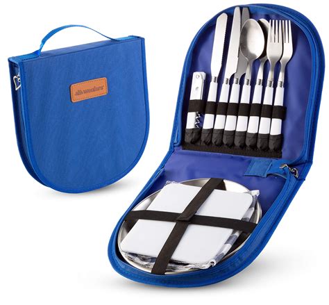 Portable 12 Piece Mess Kit: Trendy Camping Silverware with Cutlery Organizer for Outdoor Eating ...
