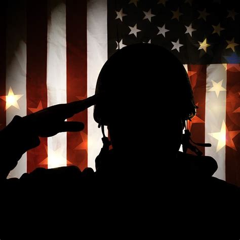 American Flag Soldier Salute Silhouette