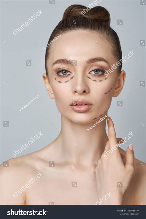 Young Beautiful Women Dotted Lines On Stock Photo 1460986457 | Shutterstock