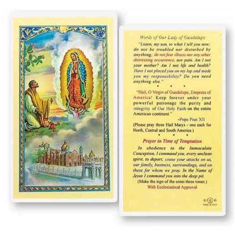 Prayer Cards & Tokens : Words Of Our Lady Of Guadalupe ...