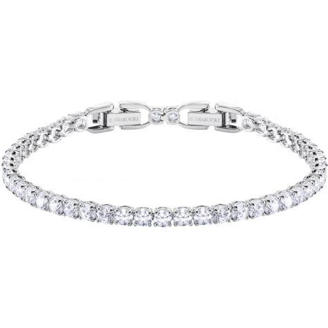 Tennis Deluxe White Crystal Bracelet in Rhodium Silver | Swarovski UK