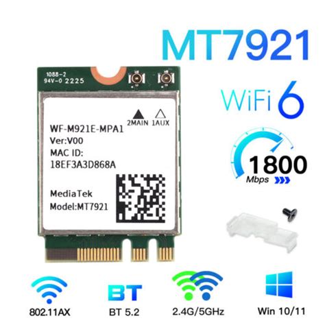 Wi-Fi 6 MediaTek MT7921 NGFF M.2 WiFi Card Dual Band WiFi Bluetooth 5.2 ...