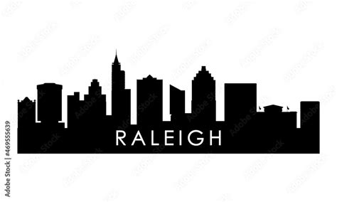 Raleigh skyline silhouette. Black Raleigh city design isolated on white ...